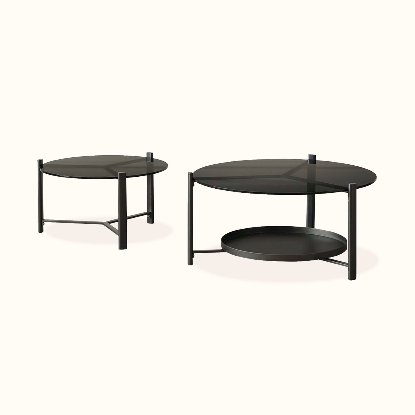 Manhattan steel coffee table / Tinted glass / Charcoal grey