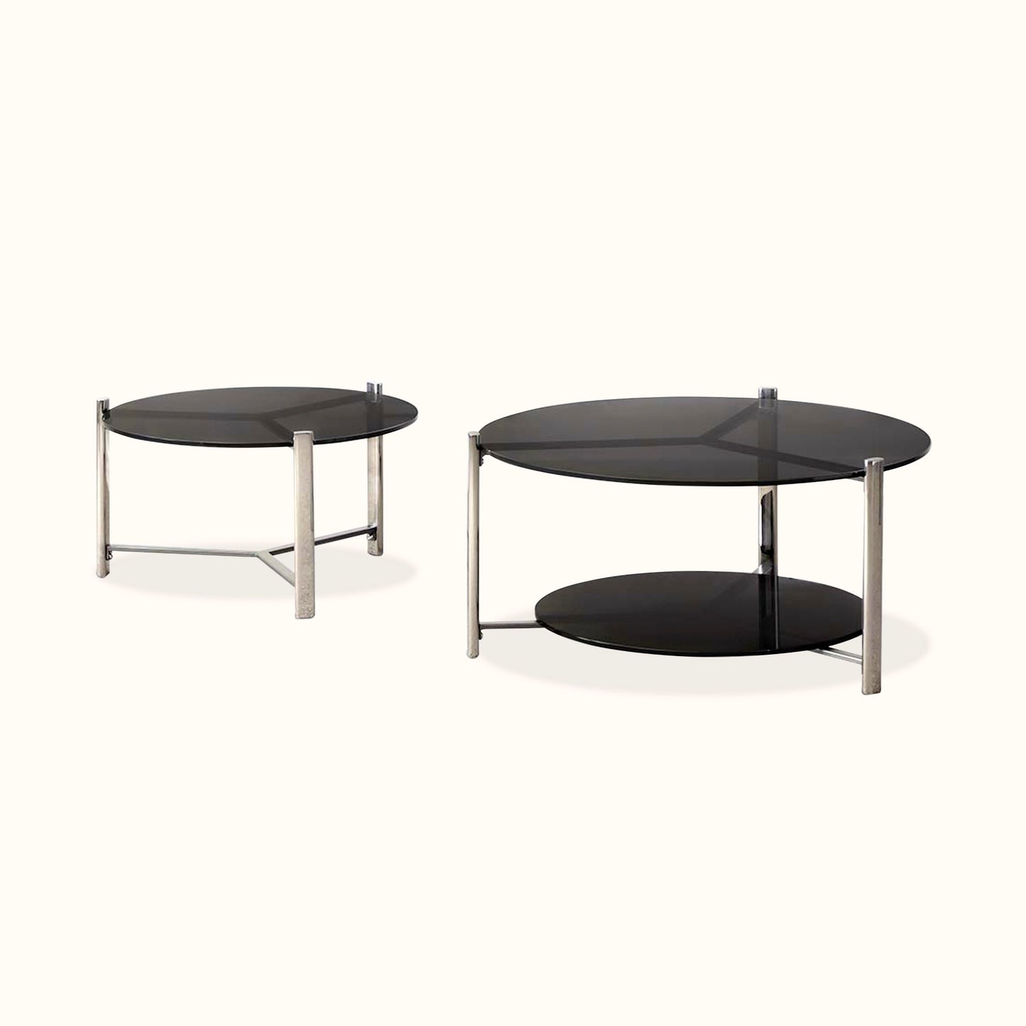 Manhattan Stainless steel coffee table / Tinted glass / Chrome