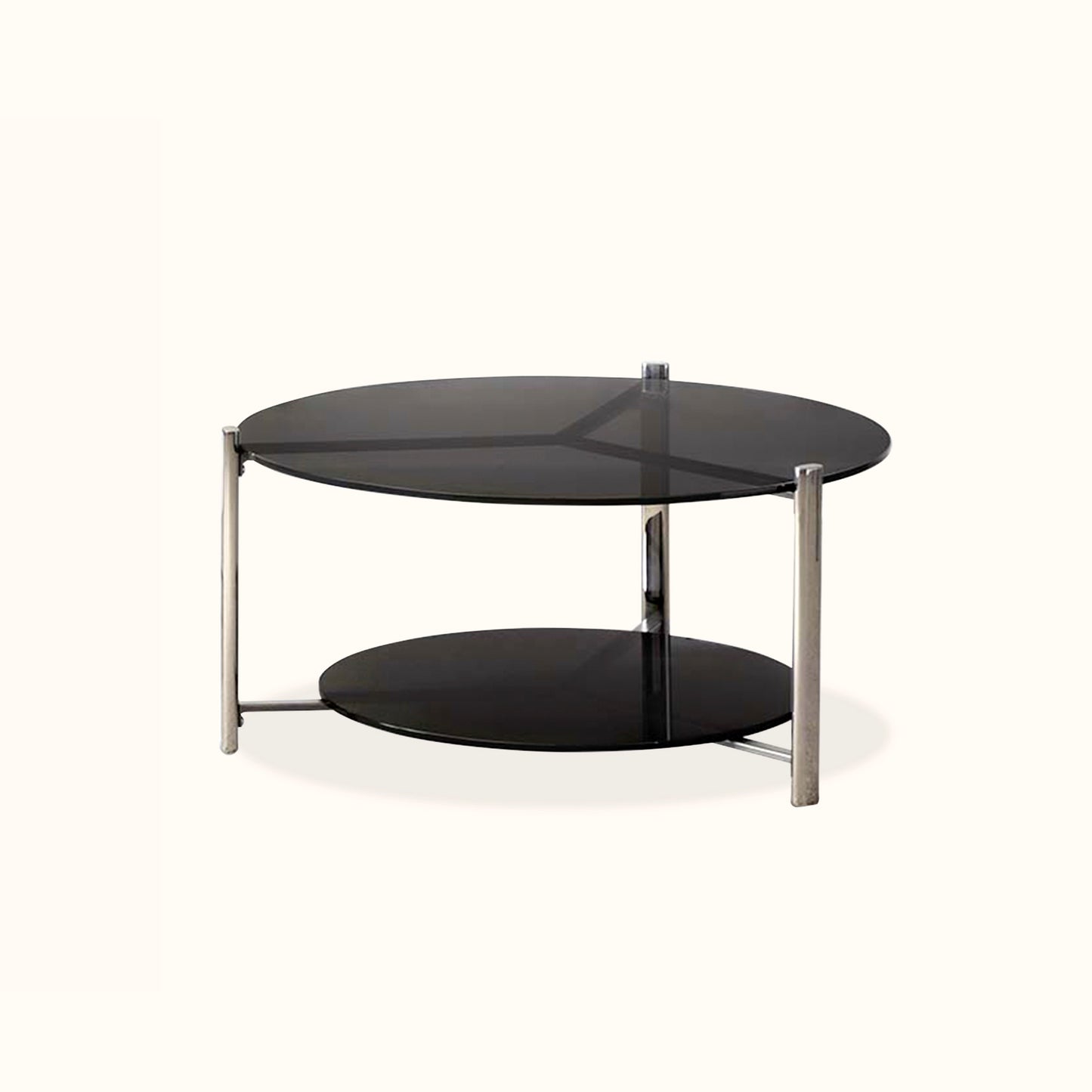Manhattan Stainless steel coffee table / Tinted glass / Chrome