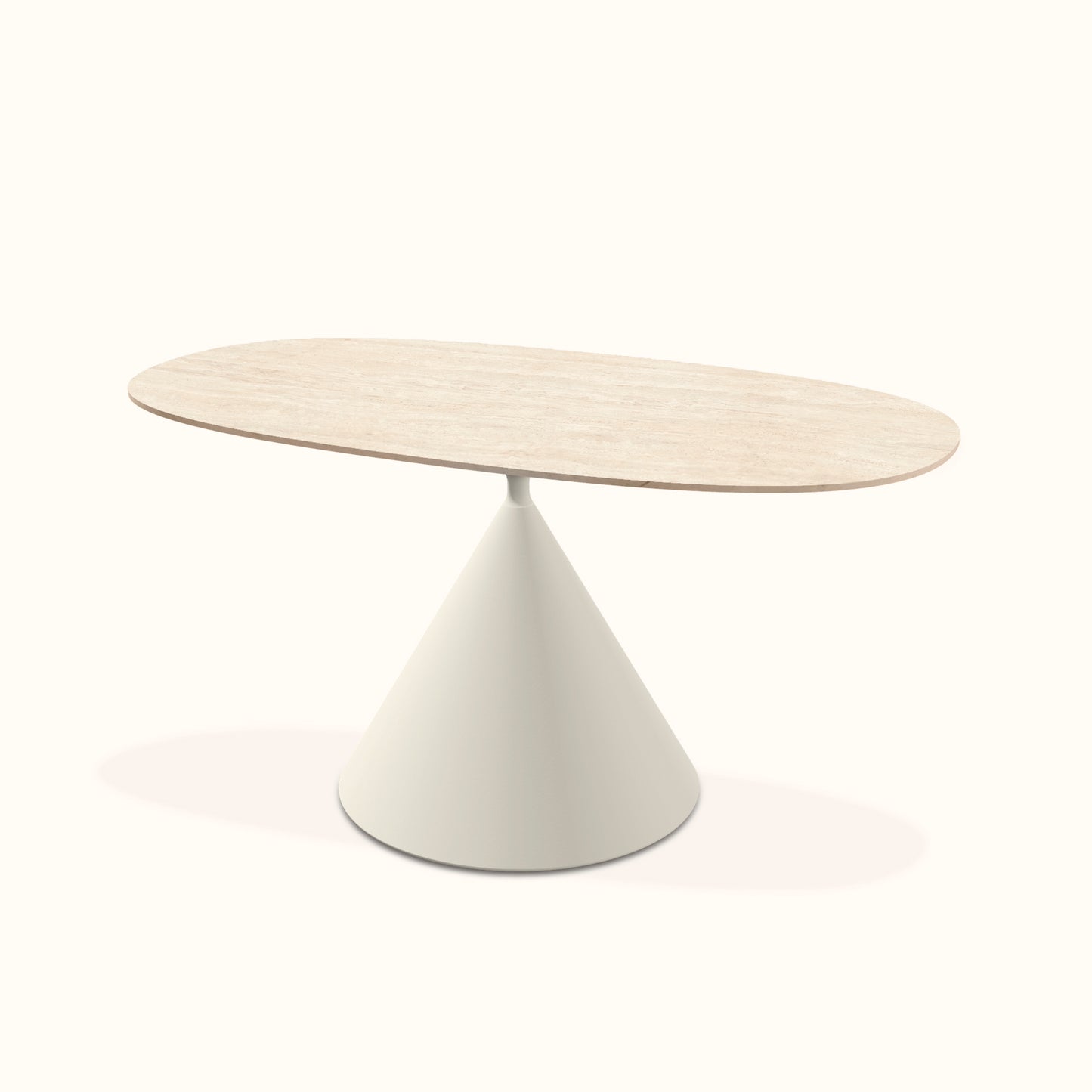 Giada ceramic oval dining table / Steel base / Cream colour