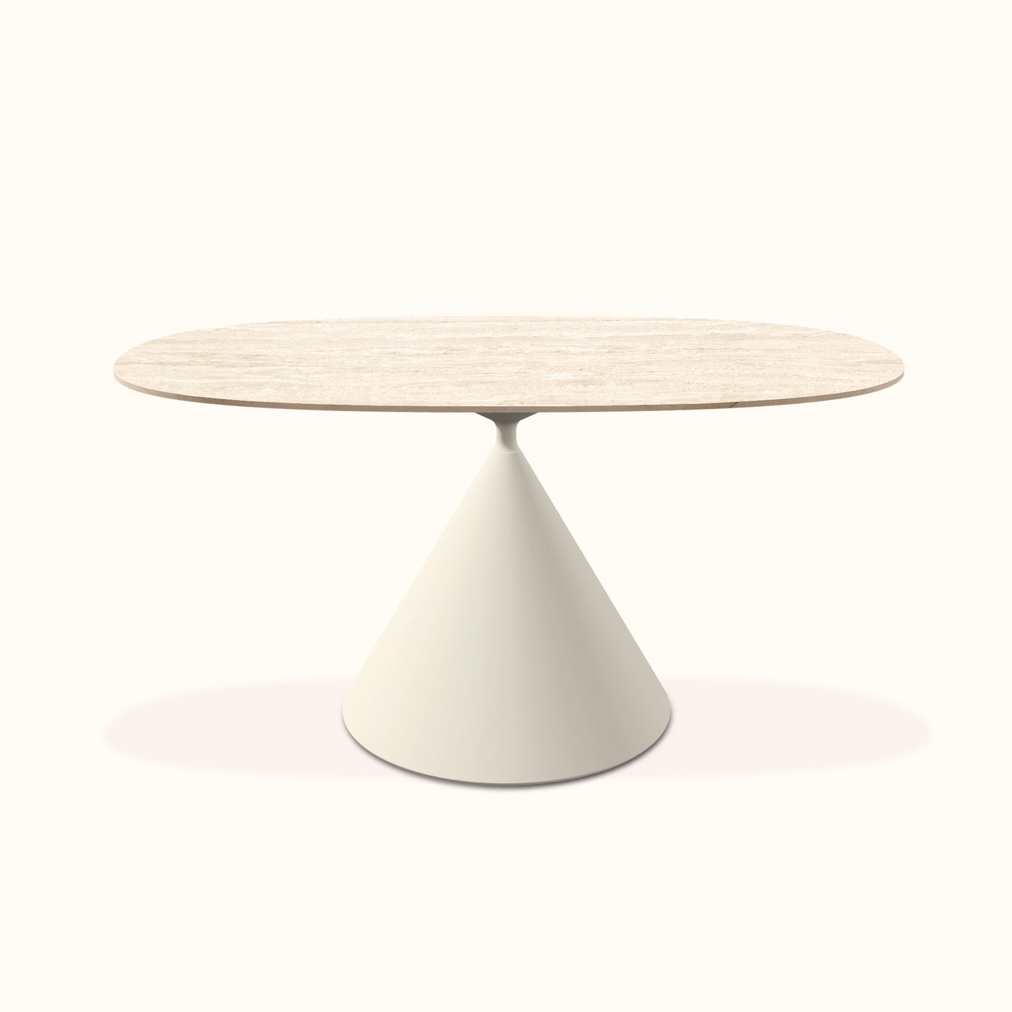 Giada ceramic oval dining table / Steel base / Cream colour