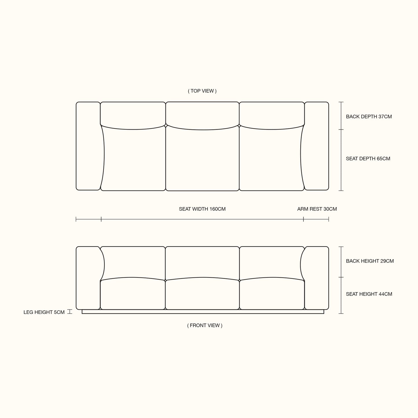 DSC fabric sofa / 3 seater / White
