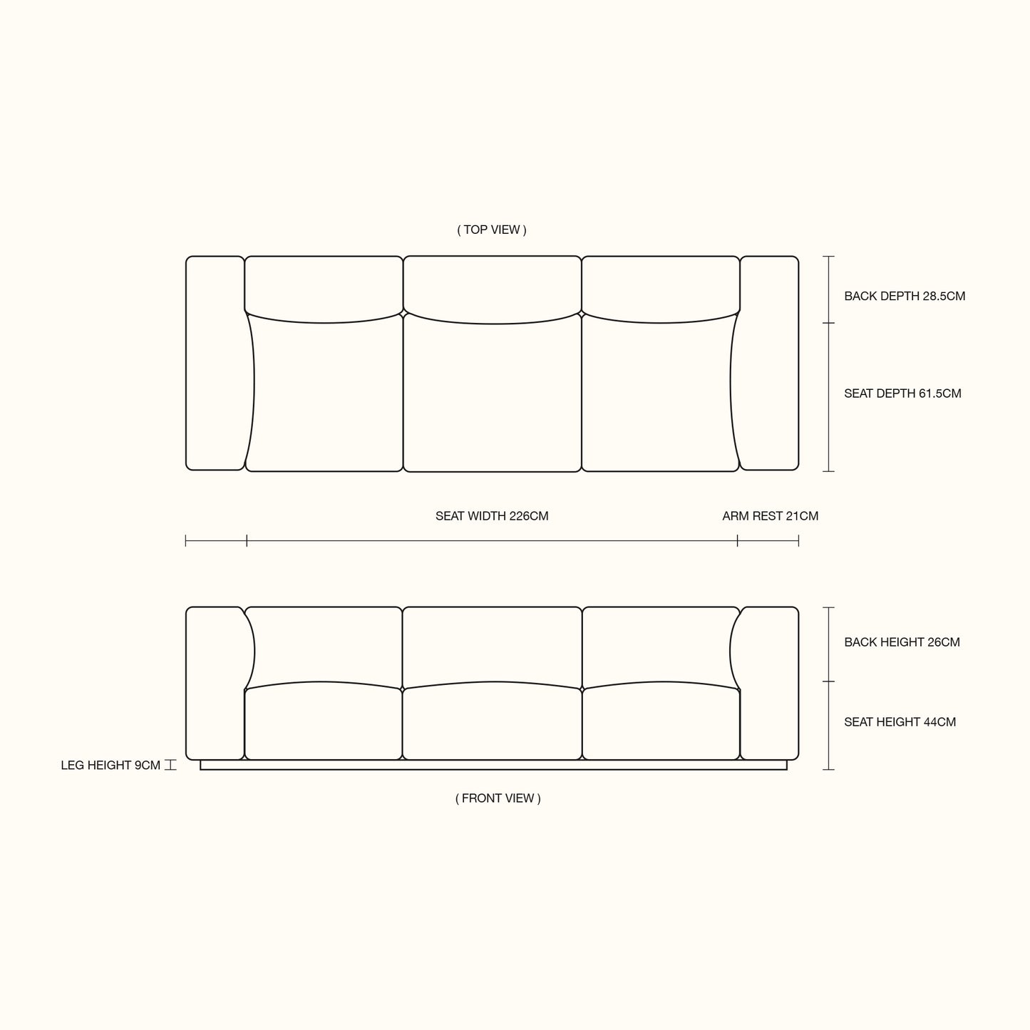 Fernet / Fabric sofa / 3 seater / White