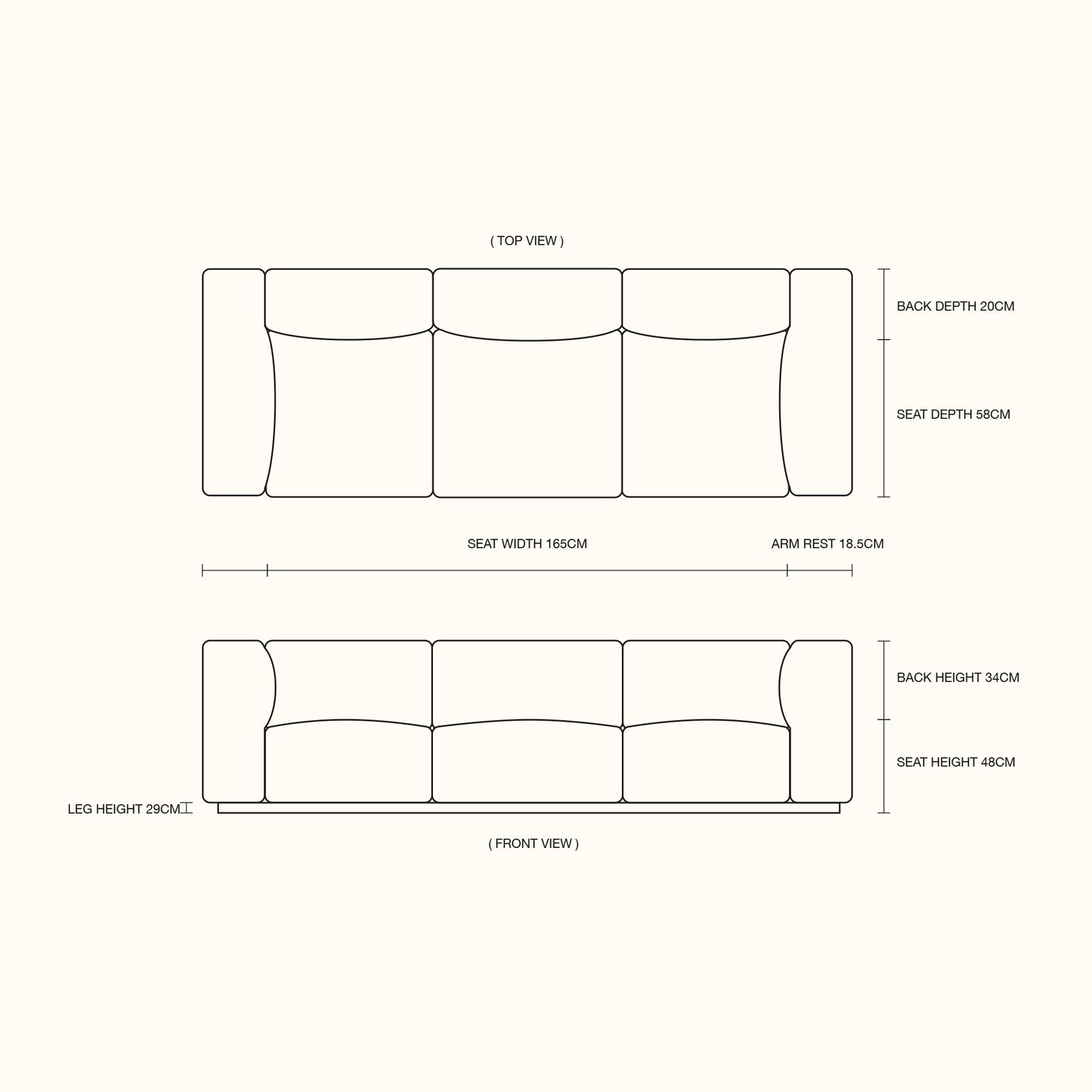 Gin-juice fabric sofa / 3 seater / Grey