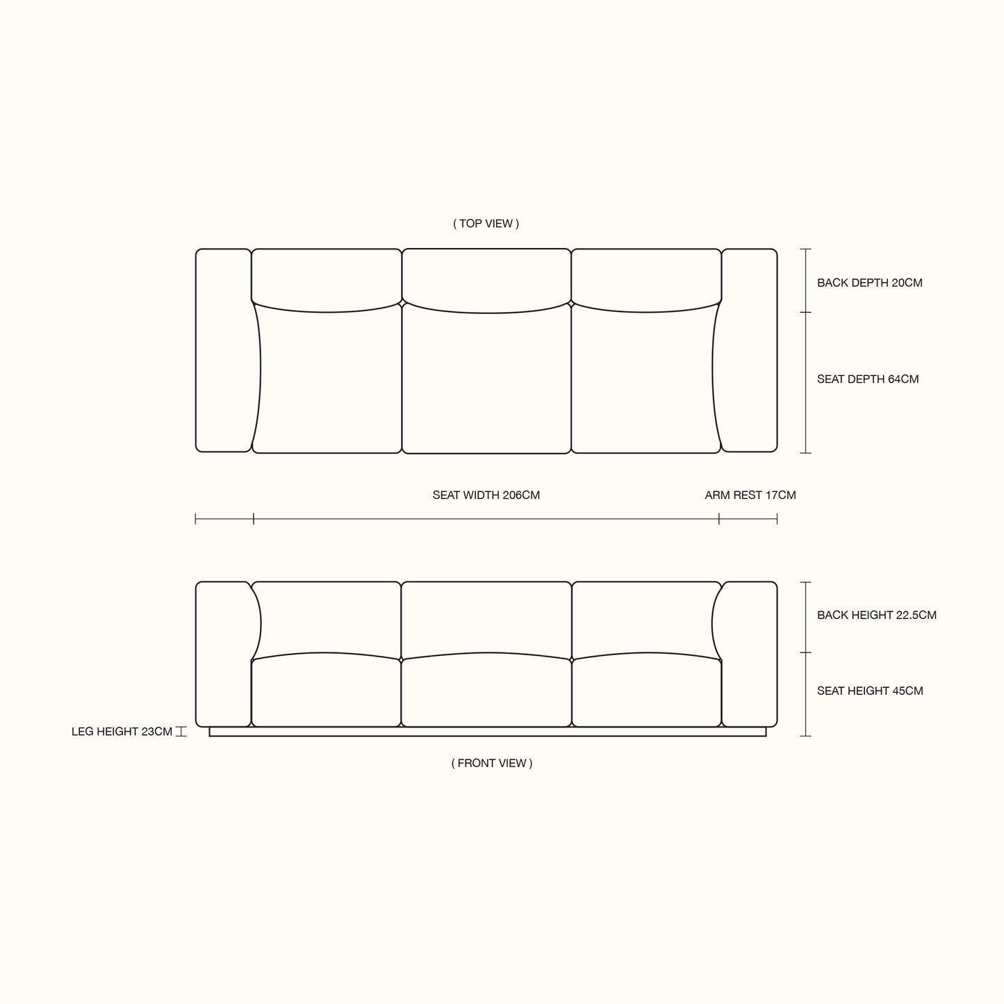 Gibson fabric sofa / 3 seater / Sand