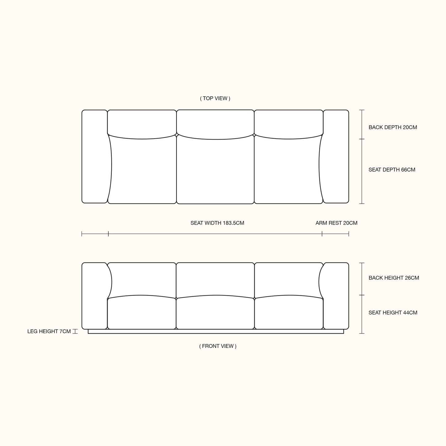 Mai fabric sofa / 3 seater / Off-white