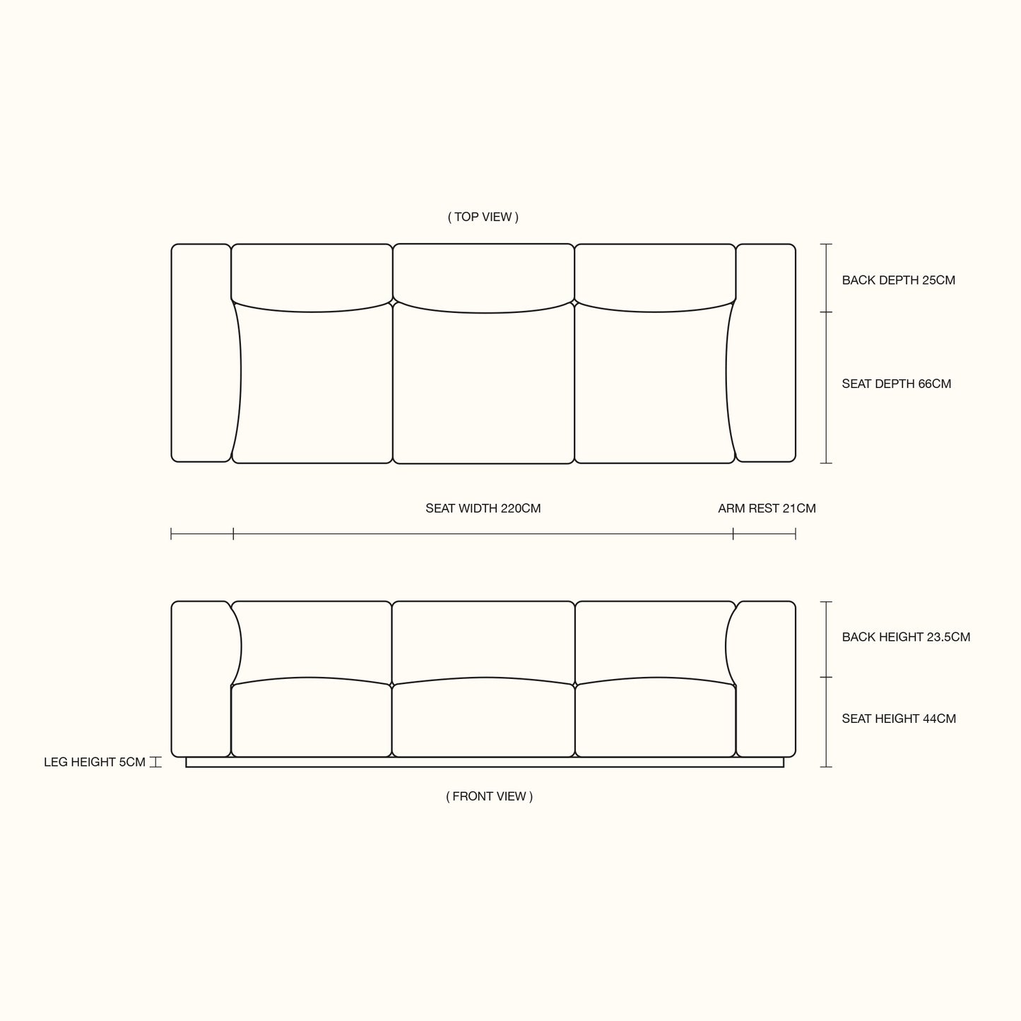 Gimlet fabric sofa / 4 seater / Khaki