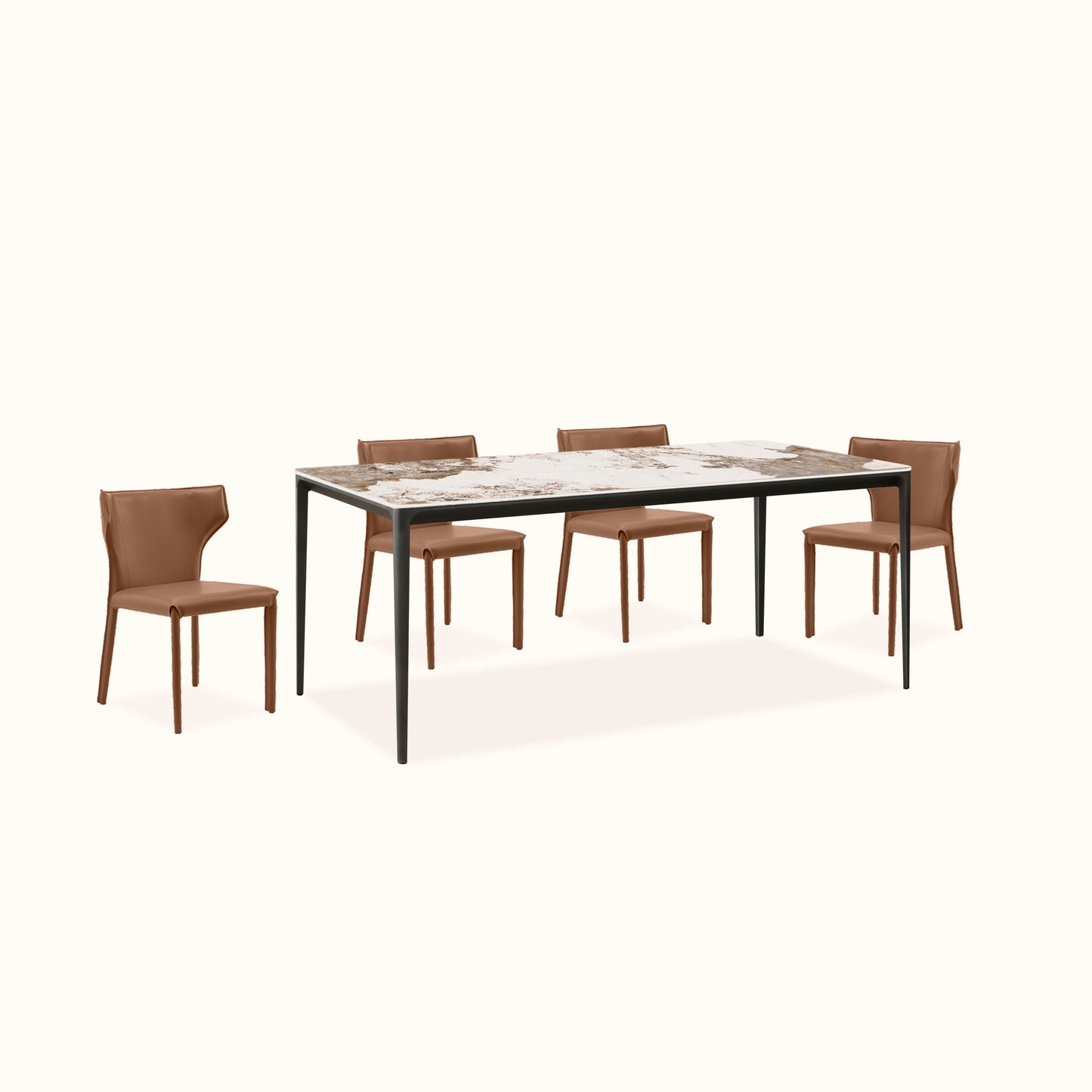 Jones dining table set 2 / Ceramic table + 4 chairs