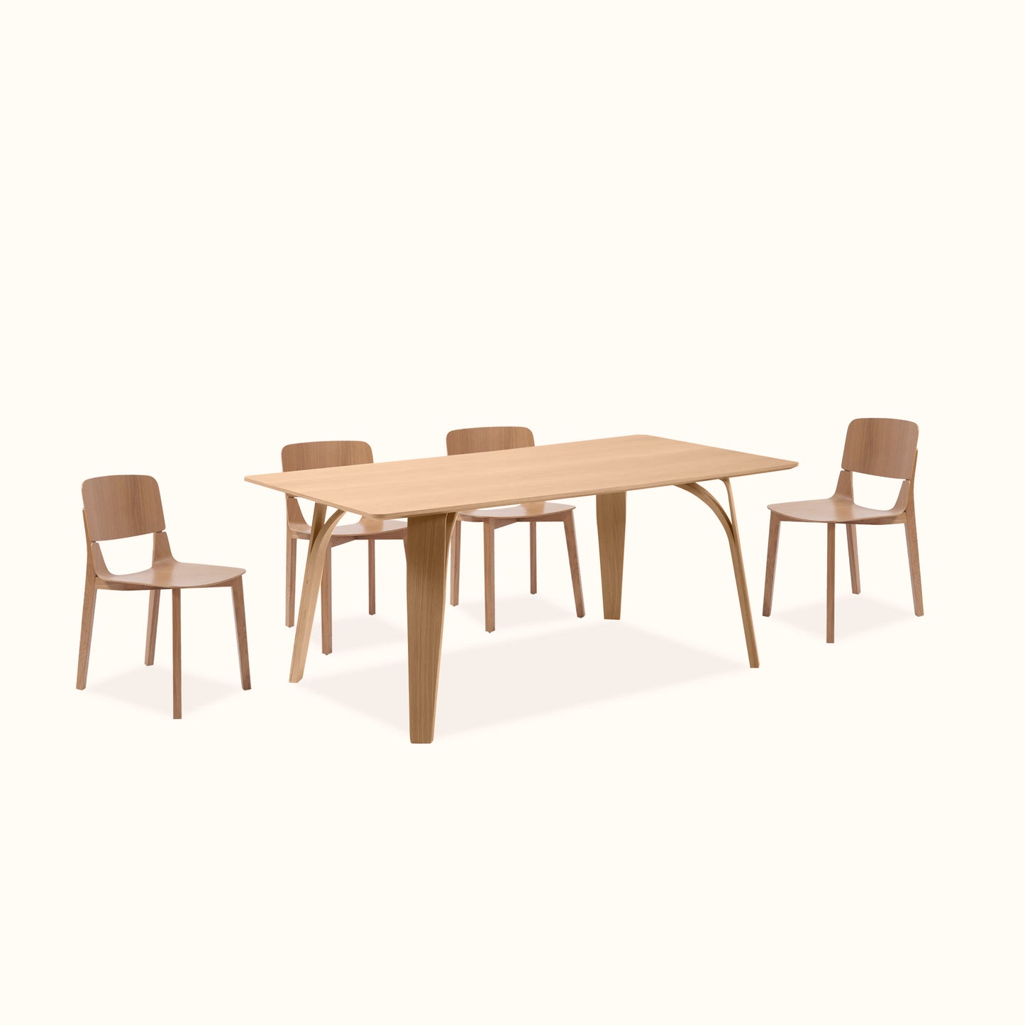 Meiji dining table set / Oat solid wood table + 4 chair / Natural colour