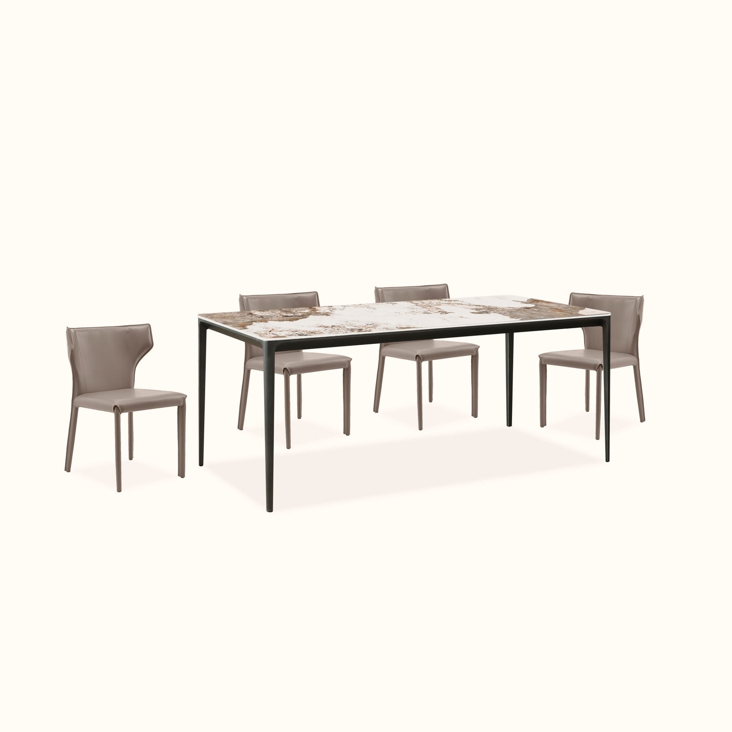 Jones dining table set 1 / Ceramic table + 4 chairs