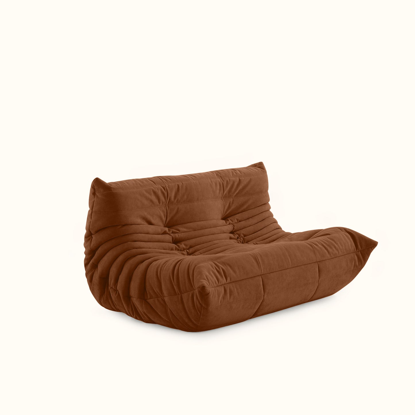 Croissant fabric sofa / 2 seater / Brown