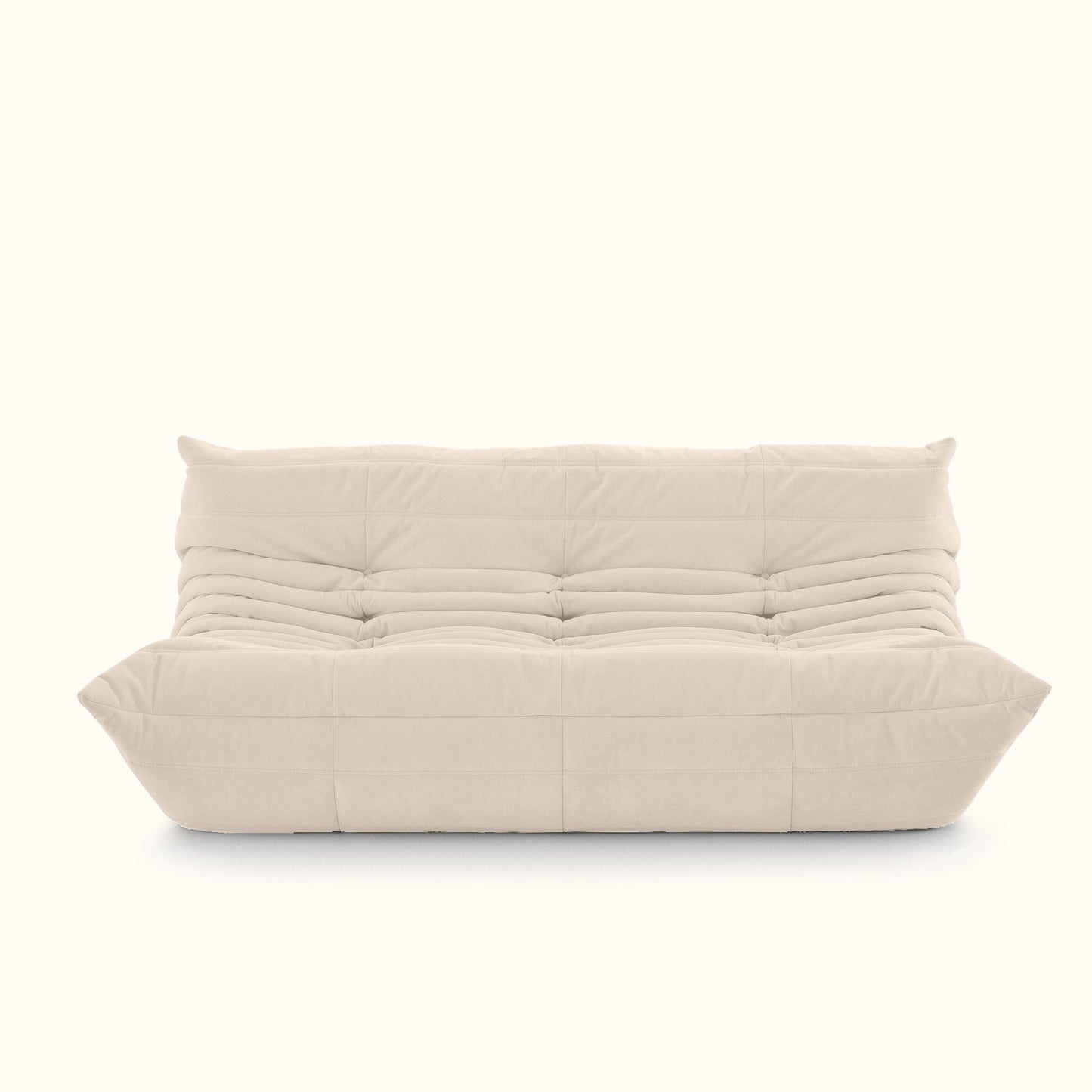 Croissant fabric sofa / 3 seater / Cream