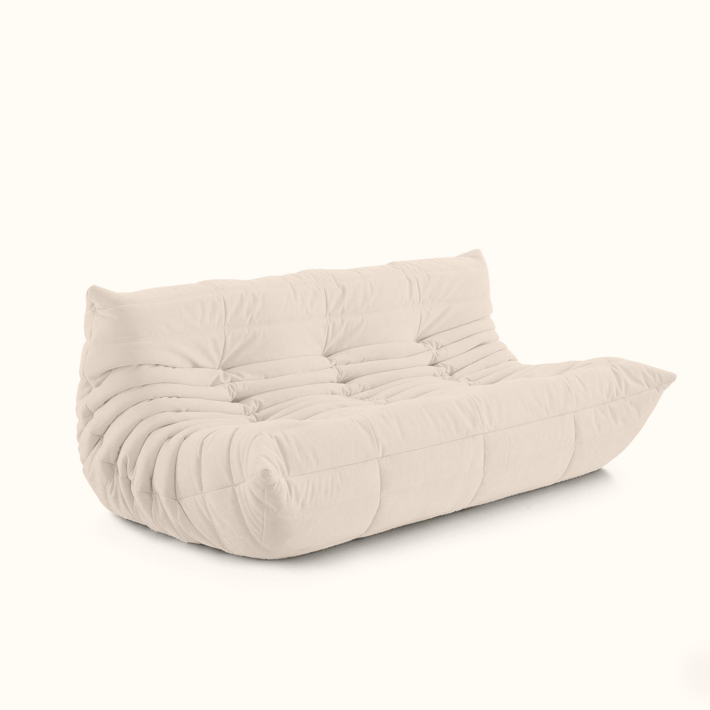 Croissant fabric sofa / 3 seater / Cream