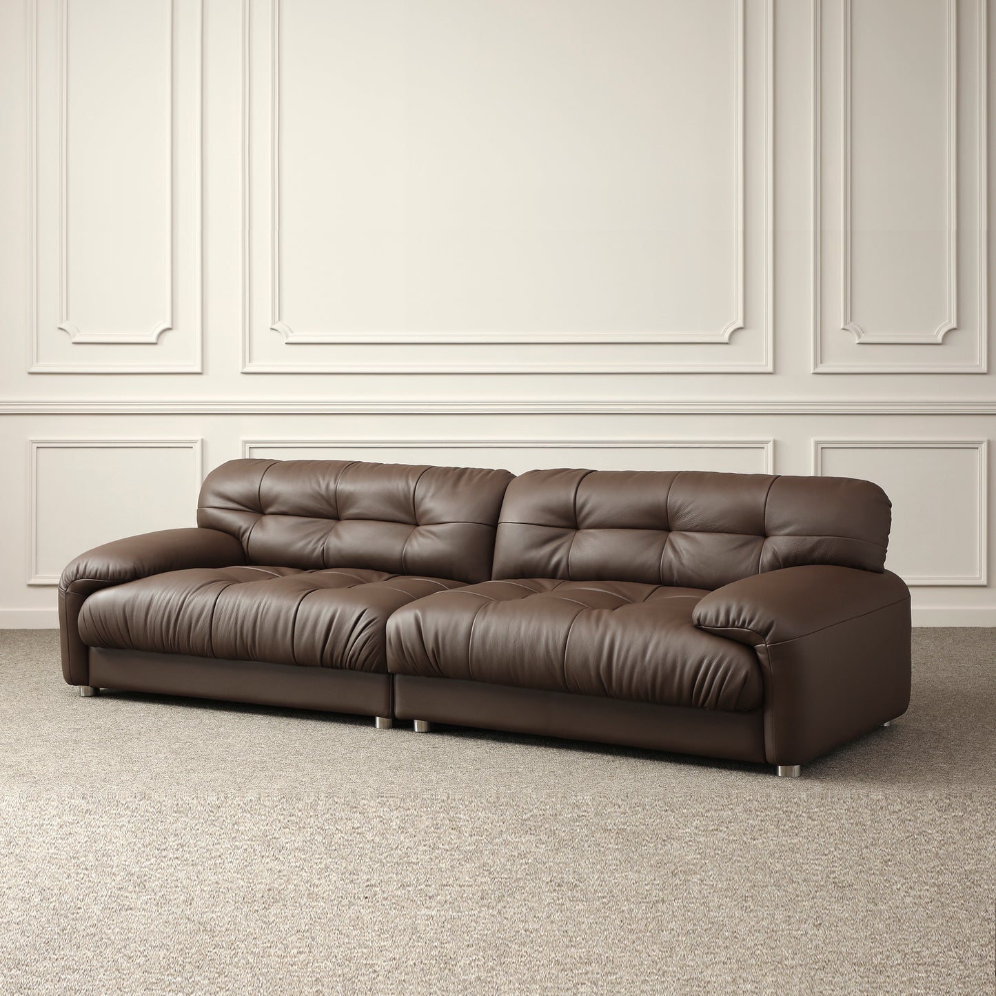 Mira genuine leather sofa / 3 seater / Brown