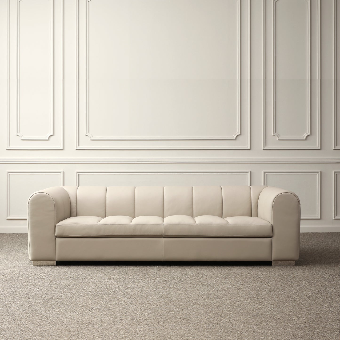 Colm genuine leather sofa / 3 seater / Cream
