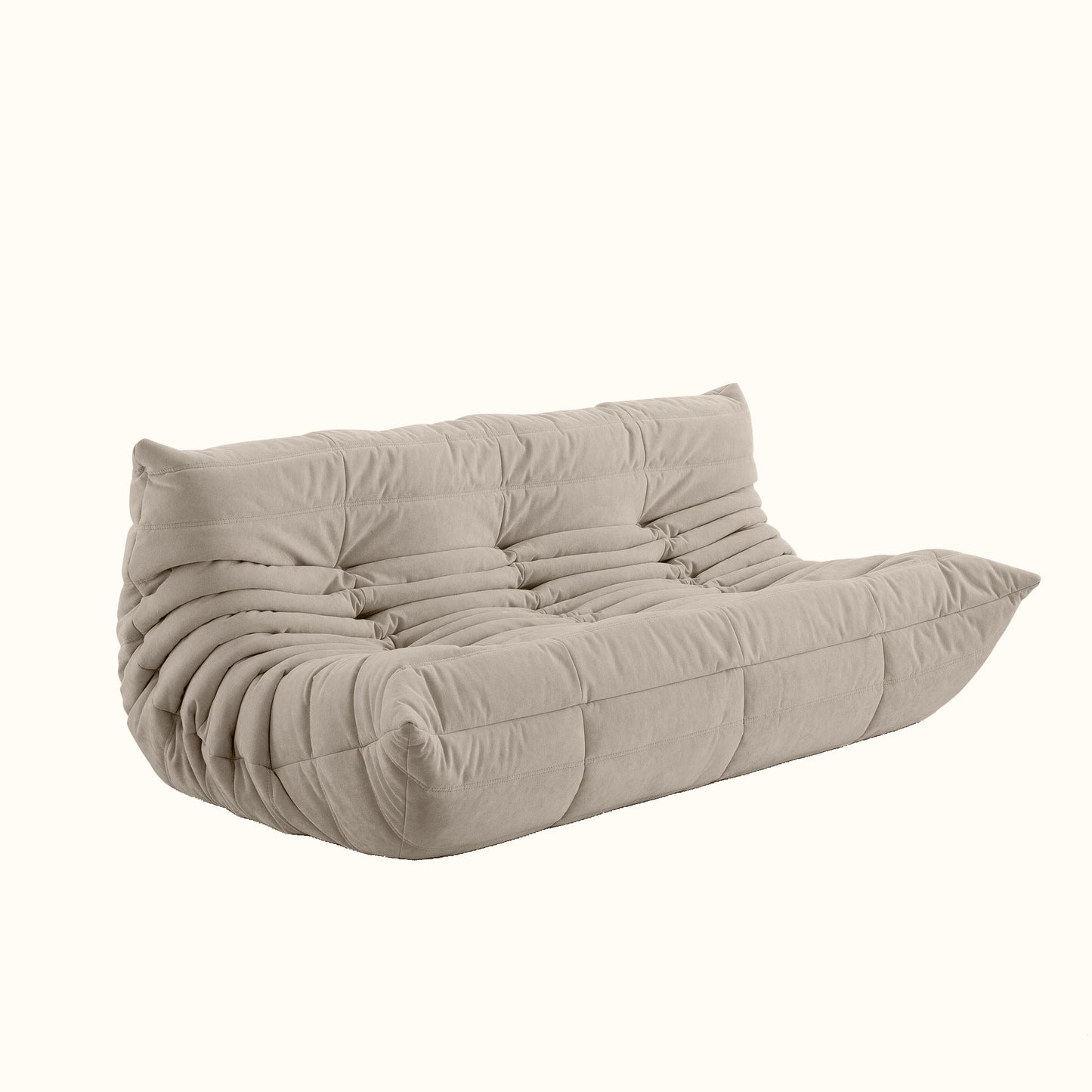 Croissant fabric sofa / 3 seater / Stone