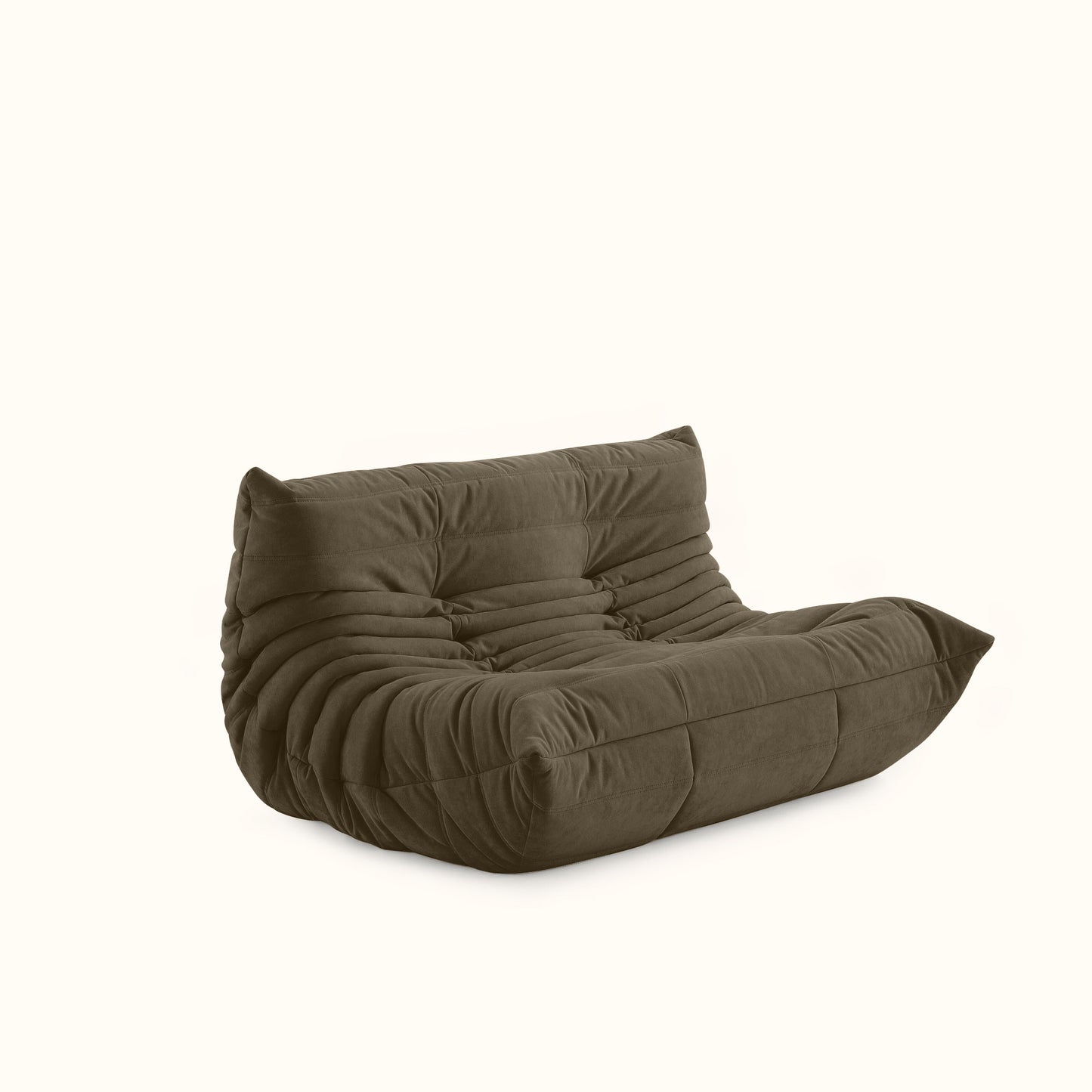 Croissant fabric sofa / 2 seater / Dark olive