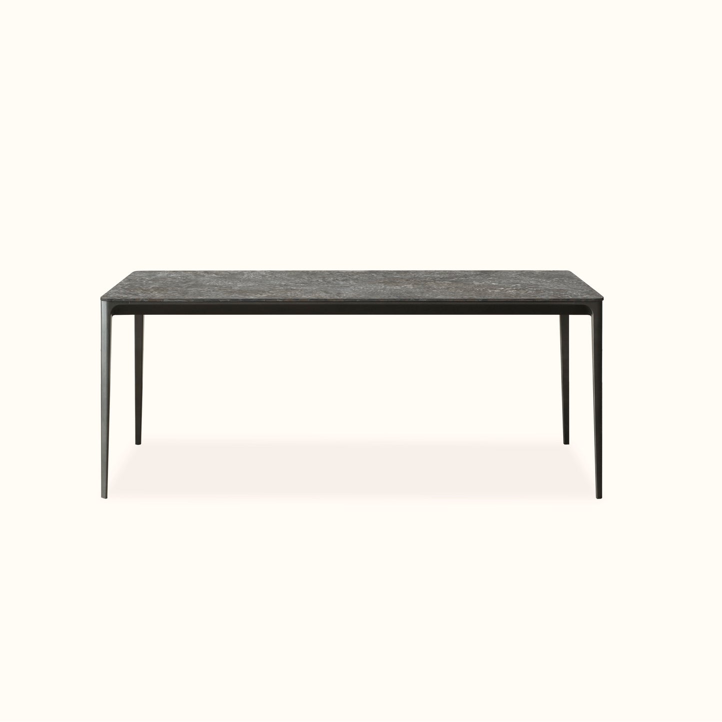 Jones ceramic dining table / Gloss finished charcoal stone texture