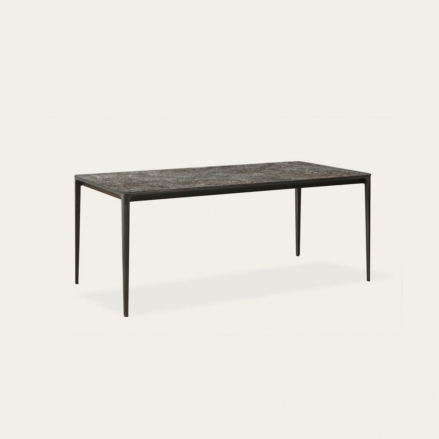 Jones ceramic dining table / Gloss finished charcoal stone texture