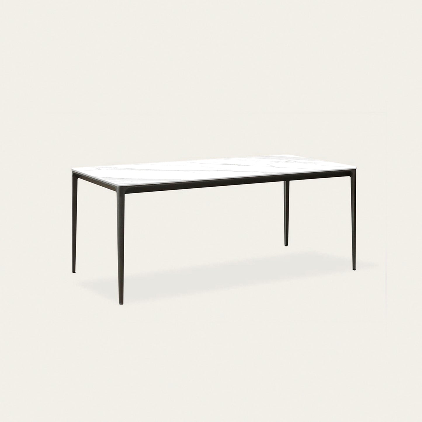 Jones ceramic dining table / Matt finish white & grey lines