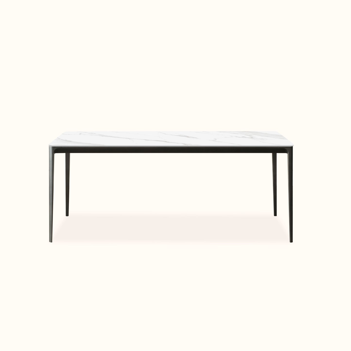 Jones ceramic dining table / Matt finish white & grey lines