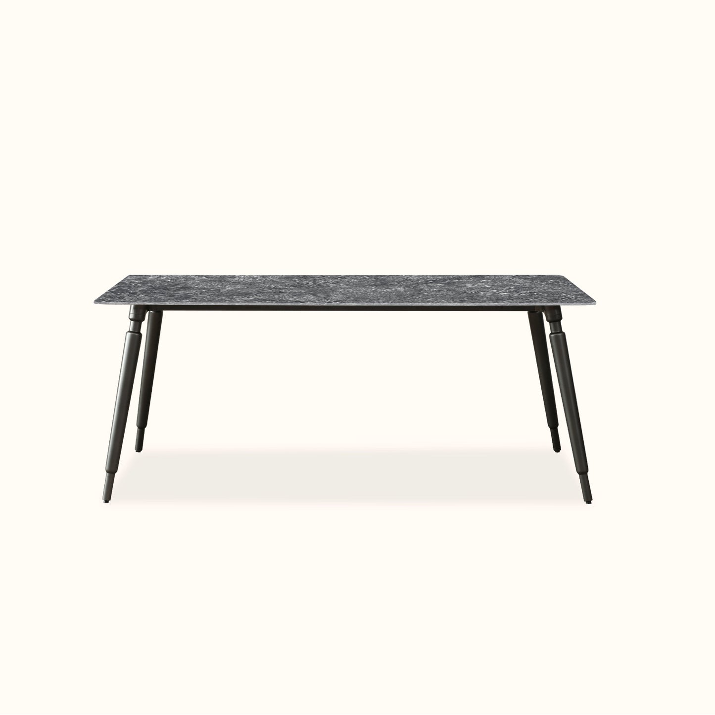 Grande ceramic dining table / Gloss finished charcoal stone texture
