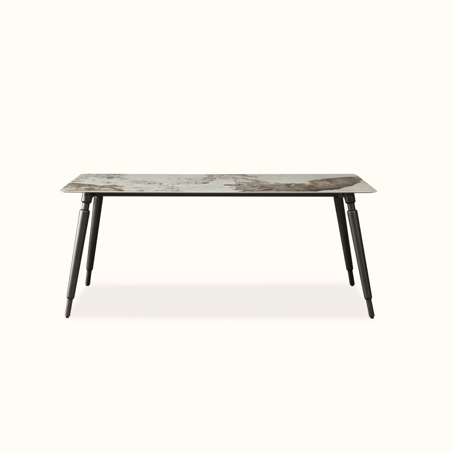 Grande ceramic dining table / Gloss finished brown and white marble texture