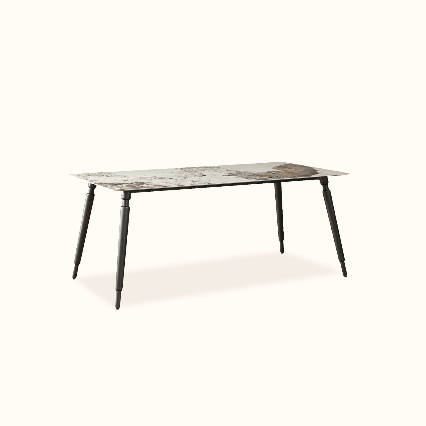 Grande ceramic dining table / Gloss finished brown and white marble texture