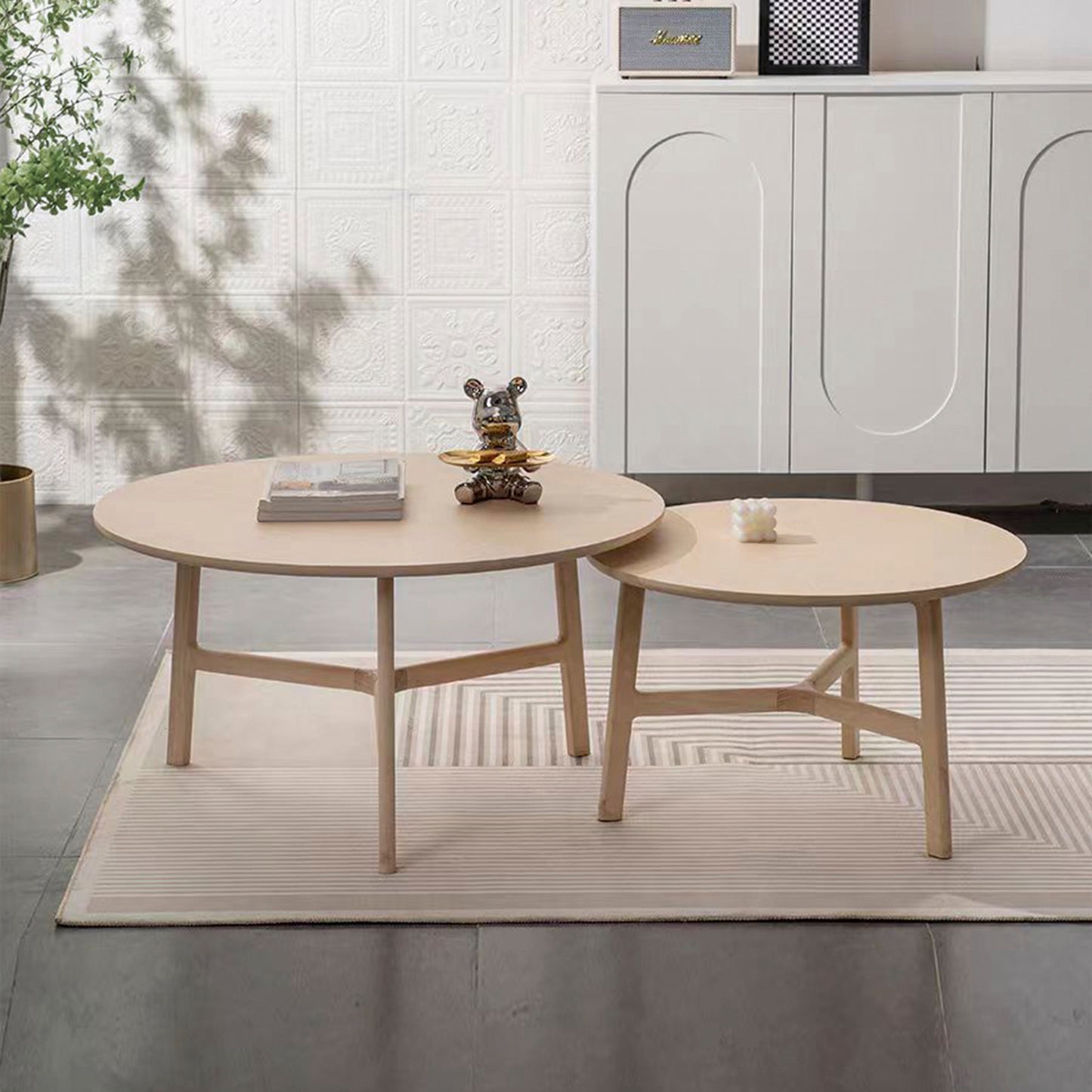 Twins round coffee table / Ash solid wood / Natural