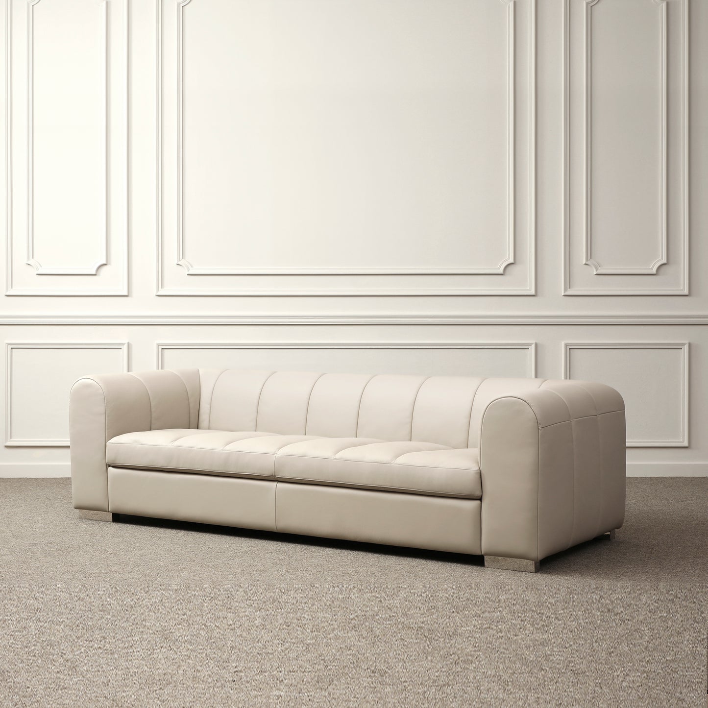 Colm genuine leather sofa / 3 seater / Cream