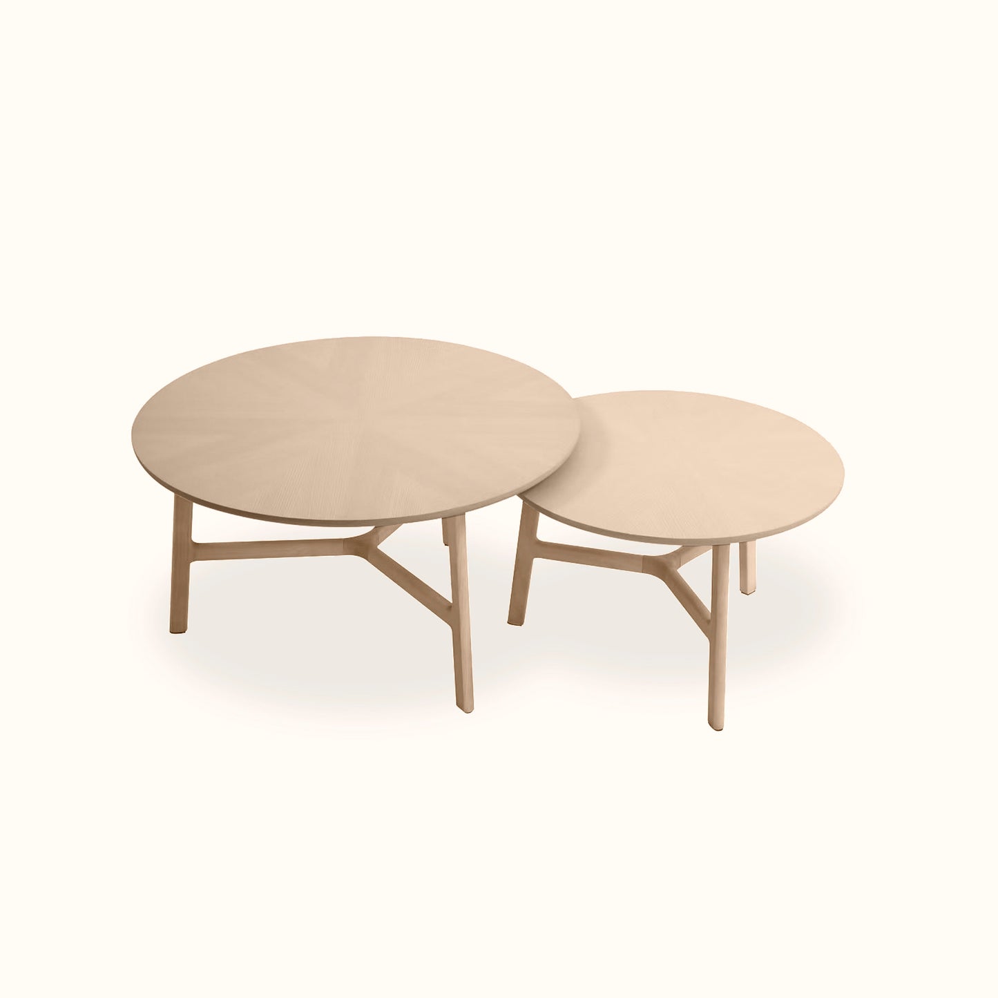 Twins round coffee table / Ash solid wood / Natural