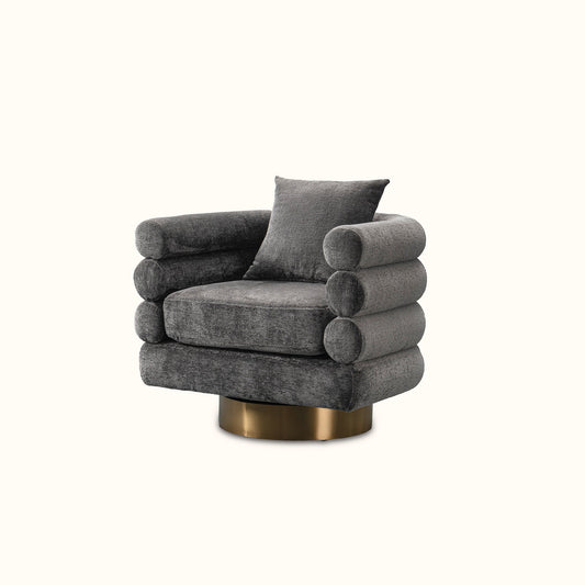 Fizz fabric armchair / Dark grey / Stainless steel base
