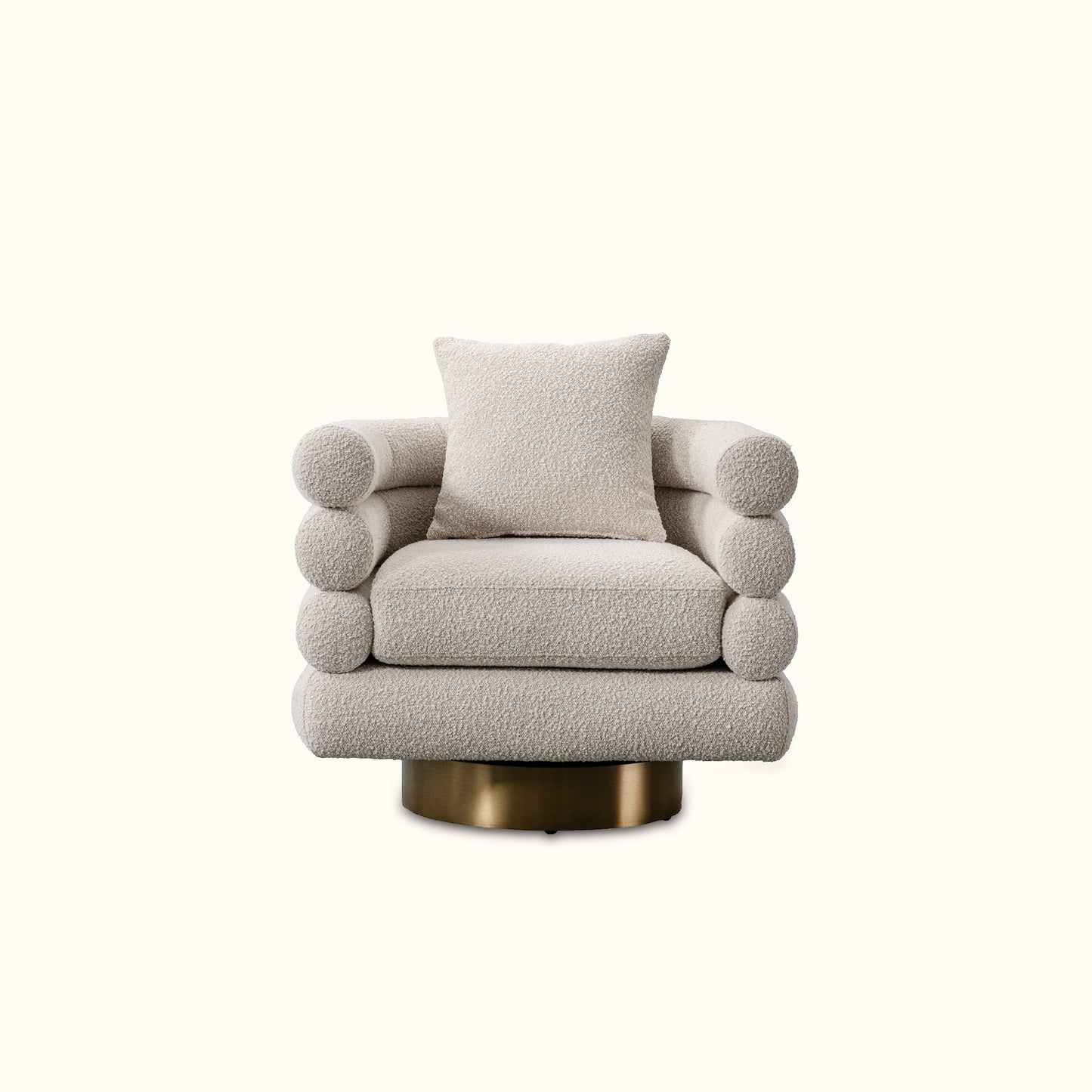 Fizz fabric armchair / Cream / Stainless steel base