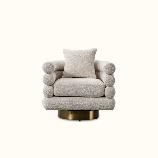 Fizz fabric armchair / Cream / Stainless steel base